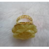 《掏寶天地》超大金珀玫瑰花+925純銀戒指 y59